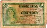 Espagne : 5 Pesetas 1935 (très Mauvais état) - 5 Peseten