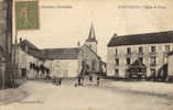 EYGURANDE EGLISE ET PLACE COMMERCE ANIMEE - Eygurande