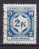 Böhmen & Mähren Dienstmarke 1941 Mi. 9   2 K Ziffernzeichnung - Used Stamps