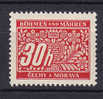 Böhmen & Mähren Portomarke 1939 Mi. 4    30 H Ziffernzeichnung MNH** - Unused Stamps