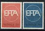 1967 Norway Complete MNH Set Of 2 Stamps " EFTA " Europa Sympathy Issue - Neufs