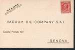 1929 CARTOLINA VACUUM OIL COMPANY S.A.I. GENOVA - Reclame