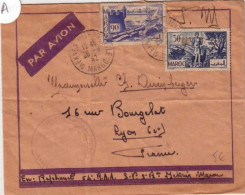 MAROC - 1942 - YVERT N°170+181 Sur LETTRE FM PAR AVION De MEKNES NOUVELLE (64°RAA) Pour LYON - Lettres & Documents