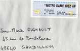 France: 2010 Lettre  Avec Vignette LISA "notre Dame RIEZ Ap3 - Other & Unclassified