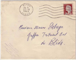 ALGERIE - 1961 - MARIANNE De DECARIS Seul Sur LETTRE Avec OBLITERATION MECANIQUE De BLIDA - Briefe U. Dokumente
