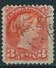 Kanada  1870/90  Q: Victoria  3 C Zinnober (Z 12)  Mi-Nr.28 Ac  Gestempelt / Used - Used Stamps