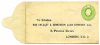 GRANDE BRETAGNE   / ENTIER POSTAL  / REPIQUAGE THE CALGARY EDMONTON LAND COMPANY  LONDON - Stamped Stationery, Airletters & Aerogrammes