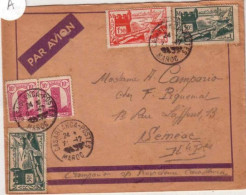 MAROC - 1945 - BEL AFFRANCHISSEMENT Sur LETTRE PAR AVION De CASABLANCA Pour SEMEAC (B-P) - Lettres & Documents