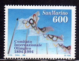 REPUBBLICA DI SAN MARINO 1994 COMITATO INTERNAZIONALE OLIMPICO CENTENARIO CIO CENTENARY LIRE 600 MNH - Neufs