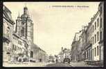 CPA  ANCIENNE- FRANCE- AVESNE-SUR-HELPE (59)- PLACE D'ARMES AVEC BELLE ANIMATION- L'EGLISE- DEBALLAGE TROTTOIR- - Avesnes Sur Helpe