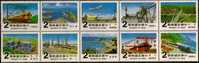 1980 Ten Major Construction Stamps Interchange Plane Train Locomotive Ship - Atom