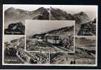 RB 670 -  1958 Multiview Real Photo Postcard Mount Snowdon Summit Railway Station & Steam Train Caernarvonshire Wales - Caernarvonshire