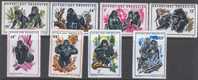 Rwanda 1970 Monkeys Gorilla Set Of 8 MNH - Gorillas