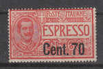 Italia   -   1924.  Espresso  " 70 Cent. " Sovrastampato.   Nuovo, Illinguellato - Exprespost