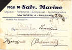 PALERMO - Città - Card / Cartolina Pubblicitaria 05.5.1943 - " LEGNAMI  FERRAMENTA  - Marino " - Franchigia?? - Publicity