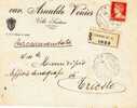 UDINE (Villa Santina)  /  TRIESTE  -  Lettera Racc. 24.7.1944 - " CAV. ARNALDO VENIER " - Lire 1,75 Isolato - Marcofilie