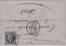 VARIETE EMPIRE LAURE - 1870 - LETTRE De DIJON Avec NAPOLEON III  Lauré 20c "Aux Flocons" - RARE - 1863-1870 Napoléon III Lauré