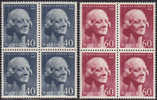 NORWAY 1967 «Johanne Dybwad» Actrice, Mi# 557-58 - NK# 591-92, MNH Blocks Of 4 - Nuovi