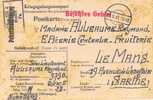 Kriegsgefangenenpost - WW2 - Oflag XIII A - Nuremberg - Postkarte Vers Le Mans - Juin 1941 - POW - 2. Weltkrieg 1939-1945