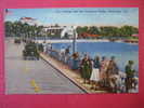 Clearwater Fl--  Fishing On Causeway Bridge  1948 Cancel     Linen---=====(ref131) - Clearwater