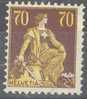 1908 Helvetia Mit Schwert 70 C Faserpapier Zum 114 / Mi 108x / Y&T 125 Ungebraucht/neuf/MH - Unused Stamps