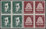 NORWAY 1964 «Oslo Labour Society 100th Anniv.» Mi# 512-13 - NK# 549-50, MNH Blocks Of 4 - Neufs