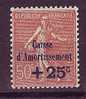 France ** N° 251 - + 25c S. 50c Lilas. - 1927-31 Sinking Fund