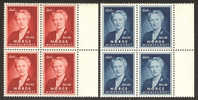 NORWAY 1956 «Crownprincess Märtha» Mi# 404-05 - NK# 441-42, MNH Blocks Of 4 - Nuovi