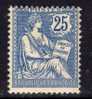 France N° 127 XX Type Mouchon Retouché  25 C. Bleu Sans Charnière Gomme D´origine Intacte,   Centrage Médiocre TB - Unused Stamps