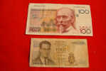 BELGIQUE 2 BILLETS 20FRS 1964 + 100FRS  / BEL  ETAT ONT SERVIS - Other & Unclassified