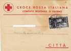 CROCE ROSSA  1952 -  Card  / Cartolina Del Comitato Regionale Di Palermo - L´Italia Al Lavoro Lire 5 Isolato - Red Cross