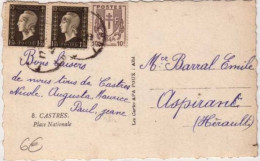 CHAINES BRISEES + DULAC - 1946 - Yvert N°670+690x2 Sur CARTE POSTALE De CASTRES (TARN) - 1944-45 Marianne (Dulac)