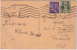 CHAINES BRISEES + IRIS - 1945 - Yvert N°671+651 (TARIF = 1.5F) Sur CARTE POSTALE De LE HAVRE (SEINE MARITIME) - 1939-44 Iris
