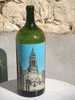 - VUE DE SAINT-EMILION . PEINTURE A L´HUILE ORIGINALE DE SYLVAIN GEORGES SUR BOUTEILLE DE VIN VIDE DE 6L - Vin