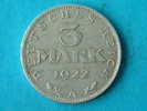 1922 A - 3 MARK - KM 28 ( For Grade, Please See Photo ) ! - 3 Mark & 3 Reichsmark