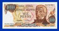 BILLET MONNAIE NEUF AMERIQUE DU SUD 1000 PESOS REPUBLIQUE ARGENTINE DEUX SIGNATURES N°75.391.924 I GENERAL SAN MARTIN - Argentinië