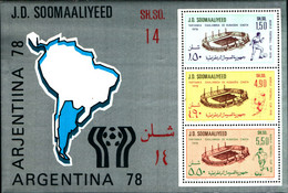 45636) Foglio Somalia Serie Camp. Mondiali Di Calcio Argentina '78 Da 3 Valori - MNH**  - Bf5 - Somalie (1960-...)