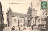 CPA.   PONTORSON (50).     L'EGLISE.  CARTE ANIMEE.  ATTELAGES.  SUPERBE. - Pontorson