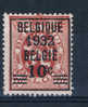 334 LION HÉRALDIQUE PRÉO XX (MNH) - Typos 1929-37 (Heraldischer Löwe)