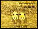 Gold Foil 2009 Cute Animal Stamp S/s – Giant Panda Fauna Bear Bamboo - Orsi