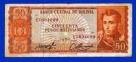 BILLET MONNAIE USAGE BOLIVIE AMERIQUE DU SUD 50 CINCUENTA PESOS BOLIVIANOS 2 SIGNATURES N° E 7604099 SUCRE - Bolivia