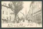 1902 FRANCE, VERNOUX, GRANDE RUE, CHURCH , OLD POSTCARD - Vernoux