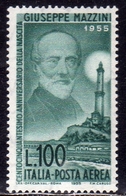 ITALIA REPUBBLICA ITALY REPUBLIC 1955 POSTA AEREA AIR MAIL GIUSEPPE MAZZINI MNH - Luftpost