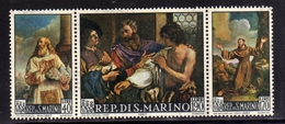 REPUBBLICA DI SAN MARINO 1967 DIPINTI DEL GUERCINO TRITTICO SERIE COMPLETA COMPLETA MNH - Unused Stamps