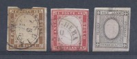 Italie Sardaigne Victor émmanuel II.Lot 3 T.Ob N°11a-n°13b-n°16 Nf.1857.60  C.115€ - Sardaigne