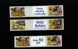 AUSTRALIA - 2001 WILD BABIES  P&S   SET OF 3 JOINED PAIRS WITH DIFFERENT TABS  MINT NH - Ungebraucht