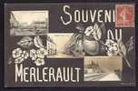 CPA  ANCIENNE- FRANCE- LE MERLERAULT (61)- CARTE SOUVENIR-  DECOR DE BRANCHE DE POMMIER EN FLEURS ET VUES MULTIPLES- - Le Merlerault