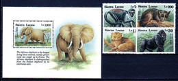 Sierra Leone 1993 Animals Gorilla, Potto, Galago, Elefant 4v+1bl MNH **    19.90 € - Gorilles