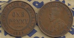 AUSTRALIA 1 PENNY INSCRIPTIONS FRONT KGV HEAD BACK 1933 KM? F+ READ DESCRIPTION CAREFULLY !!! - Penny