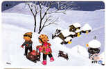 218 - Japan - Japanese Card - Winter - Dog - Estaciones